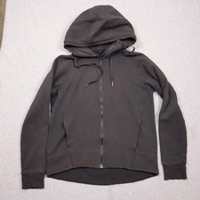 Lululemon Hoodie Womens 6 Black Full Zip Fleece Logo Thumbholes Jacket Athletic