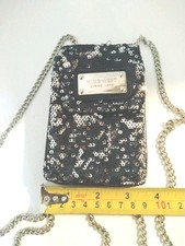 Nine West Black Sequin Crossbody Wallet With Leopard Design Fabric