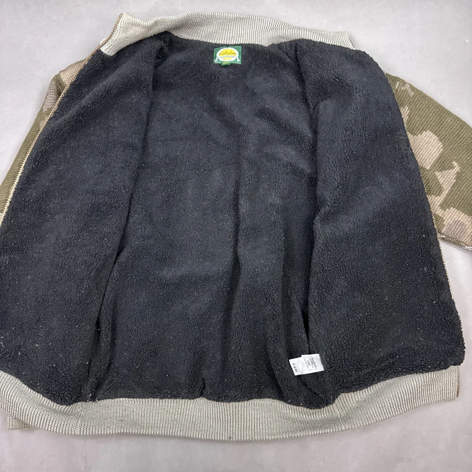 Cabelas Jacket Mens Medium Camo Wool Windshear Sherpa Fleece Sweater Outfitter - Image 3 of 4