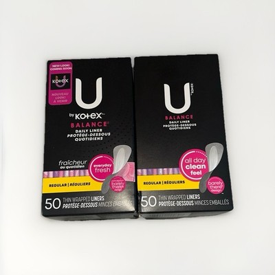 U by Kotex Balance Daily Light Absorbency Regular Panty Liners, 100 Count Total