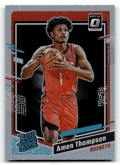 AMEN THOMPSON 2023-24 DONRUSS OPTIC HOLO RATED ROOKIE #229 ROCKETS Q0014