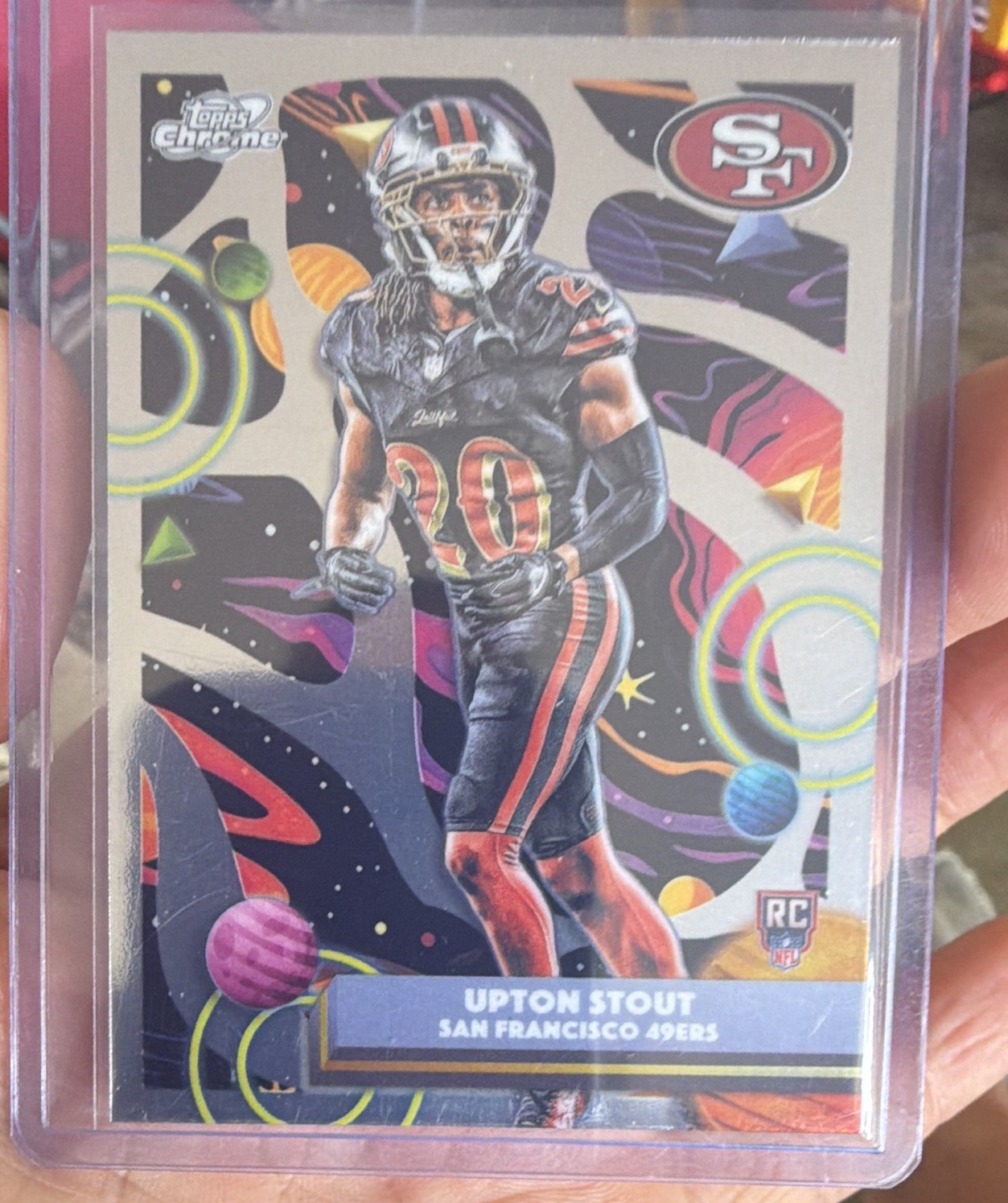 Topps 2025 Chrome Cosmic Upton Stout RC San Francisco 49ers NFL Football Card