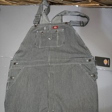 Dickies Bib Overalls Mens 46 30 Hickory Stripe Pockets Cotton New Railroad Style