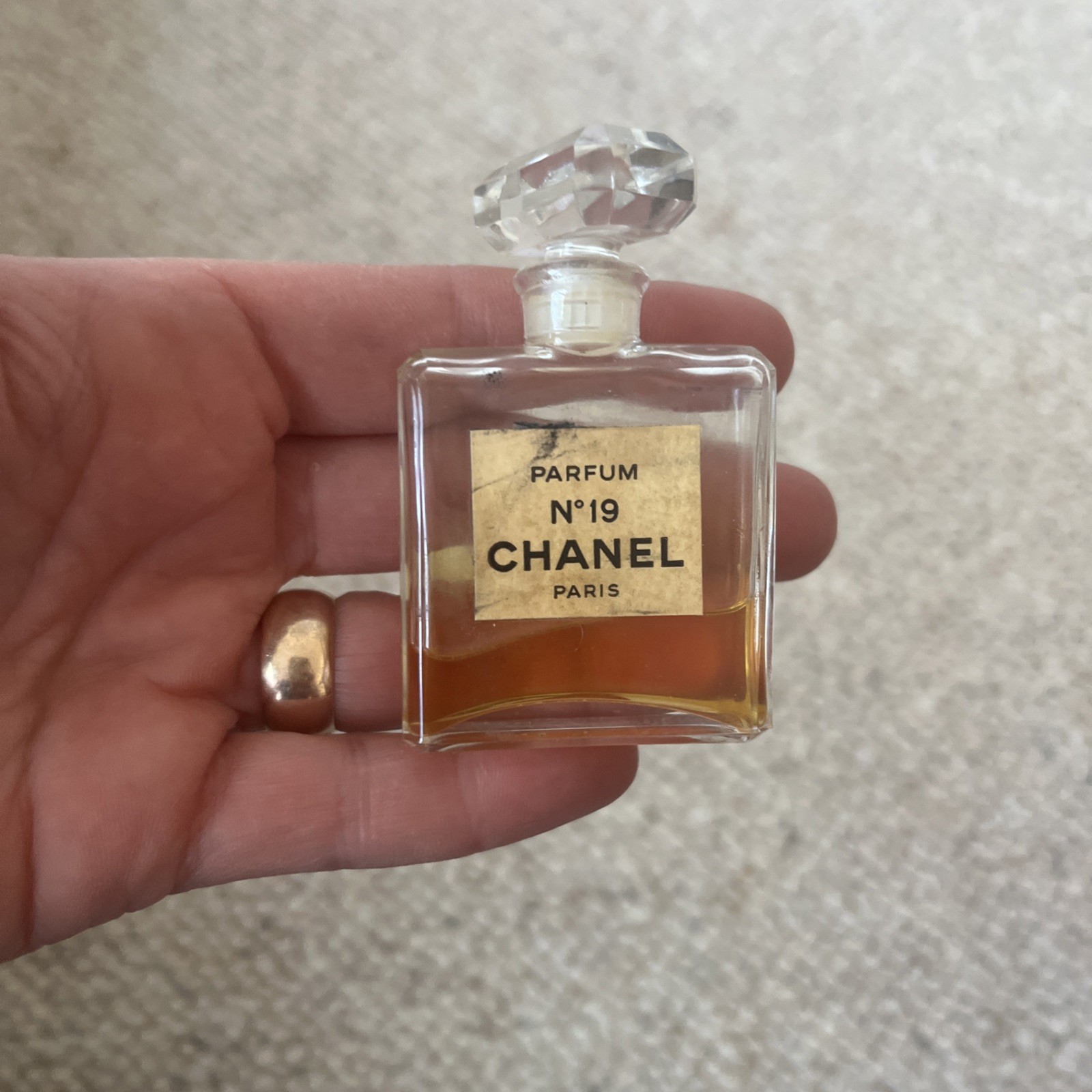 Vintage CHANEL No 19 Eau De Parfum Glass Bottle 1/2 Full