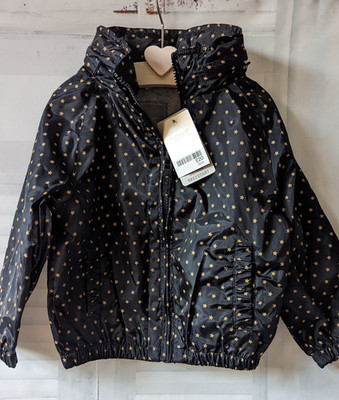 NEXT Regenmantel Mädchen schwarz gold Sterne wasserabweisend Regenmantel Alter 3 neu mit Etikett