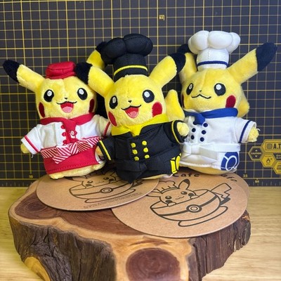 Pokemon Cafe Limited Plush Doll Pikachu Chef Pastry Chef Waitress set of 3