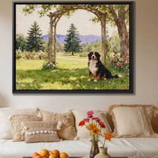 Bernese Mountain Dog Watercolor Canvas Print Rustic Pet Decor Wall Art