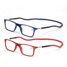 3 Pack Portable Magnetic Neck Hang Reading Glasses Foldable w/ Telescopic Temple