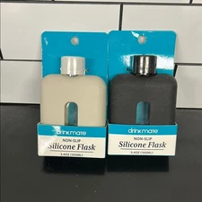 2 Drinkmate Non Slip Flasks With  Silicone Case 3.4 Oz