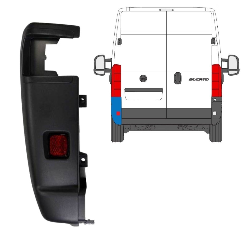 Rear bumper corner 270 degrees for Peugeot Boxer 2018- / Left