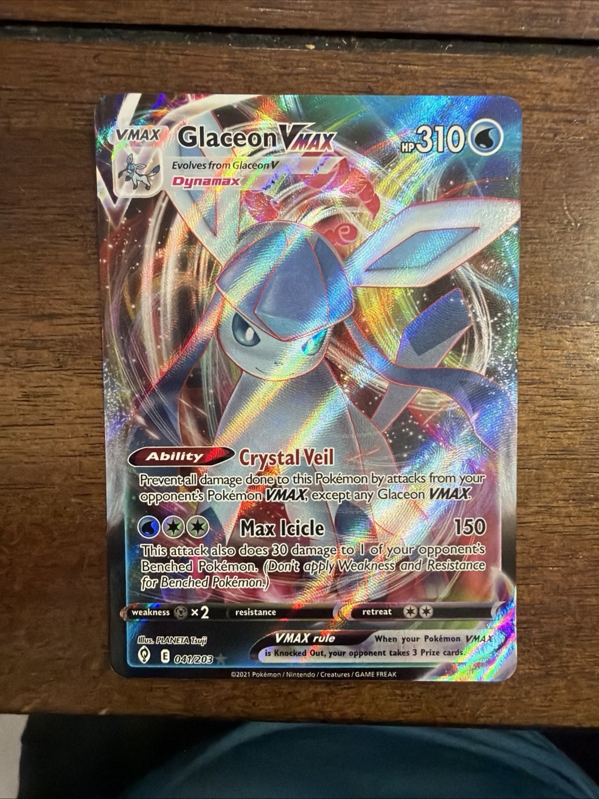 Glaceon VMAX 041/203 Holo VMAX Rare Evolving Skies Pokemon Near Mint PKM001