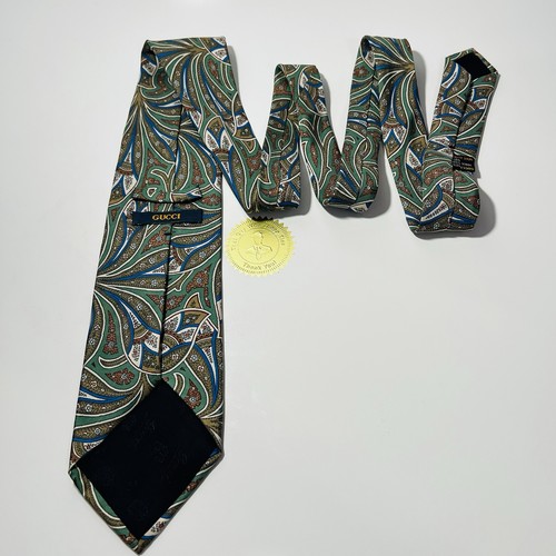 Genuine GUCCI Green&Multicolor Silk Tie 58x3.5” NWOT - Picture 6 of 10