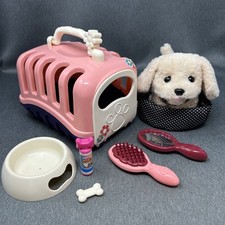 Electronic Walking Barking Interactive Toy Dog Plush Pet Carrier 8pc Playset