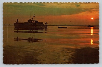 Sept Iles Quebec Canada Charter Boat Sunset Postcard