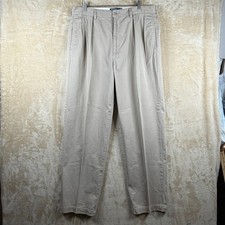 Polo Ralph Lauren Andrew Pant Mens 38x32 Khaki Tan Pleated Classic Chino Cotton