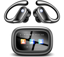 Bluetooth Ear-Hook In-Ear Earbuds Touch Control Noise Cancel Mic Case, Black
