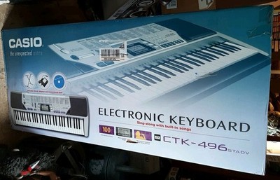 Brand New FACTORY SEALED Casio CTK-496 STADV Adapter, Stand, CD & 100 Tune Songs