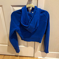 lululemon Women  s Blue Solid Hooded Full-Zip Fleece Hoodie, Cotton Blend, Size 4