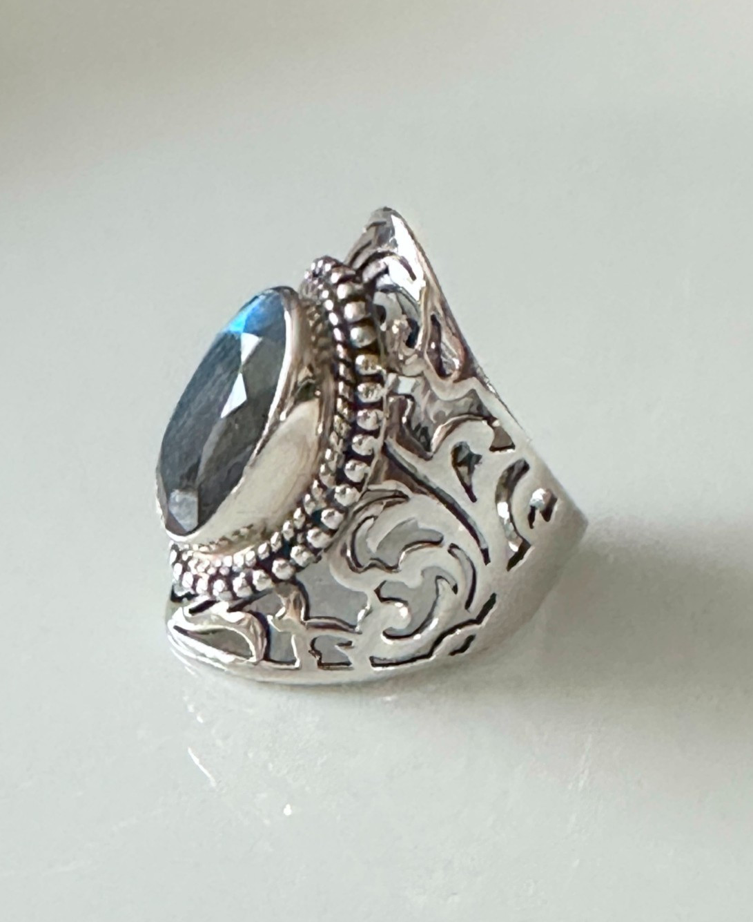 Himalayan Labradorite Stone in Solid Filagree Ste… - image 8