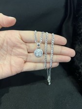 925 Sterling Silver Girl Small Virgin Virgen Jesus God & Curb Chain 18 22 26 30
