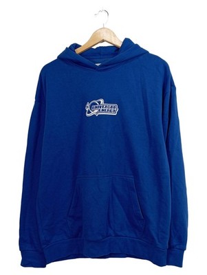 Yourturn Kapuzenpullover Herren Streetwear Blau Logo Print Gr. XS