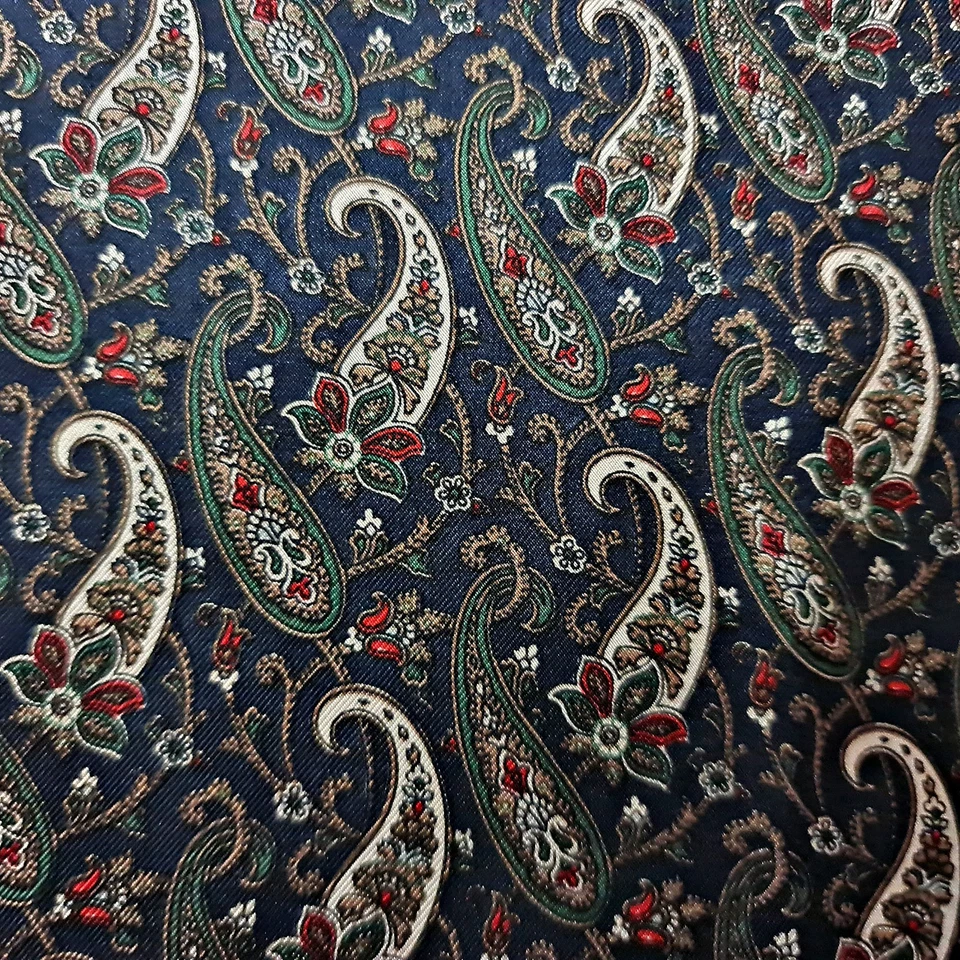 BUFANDA CABALLERO VINTAGE AUTÉNTICA PAISLEY ART AZUL VERDE SEDA LARGA DOBLE PIEL HOMBRES Foto 3 de 3