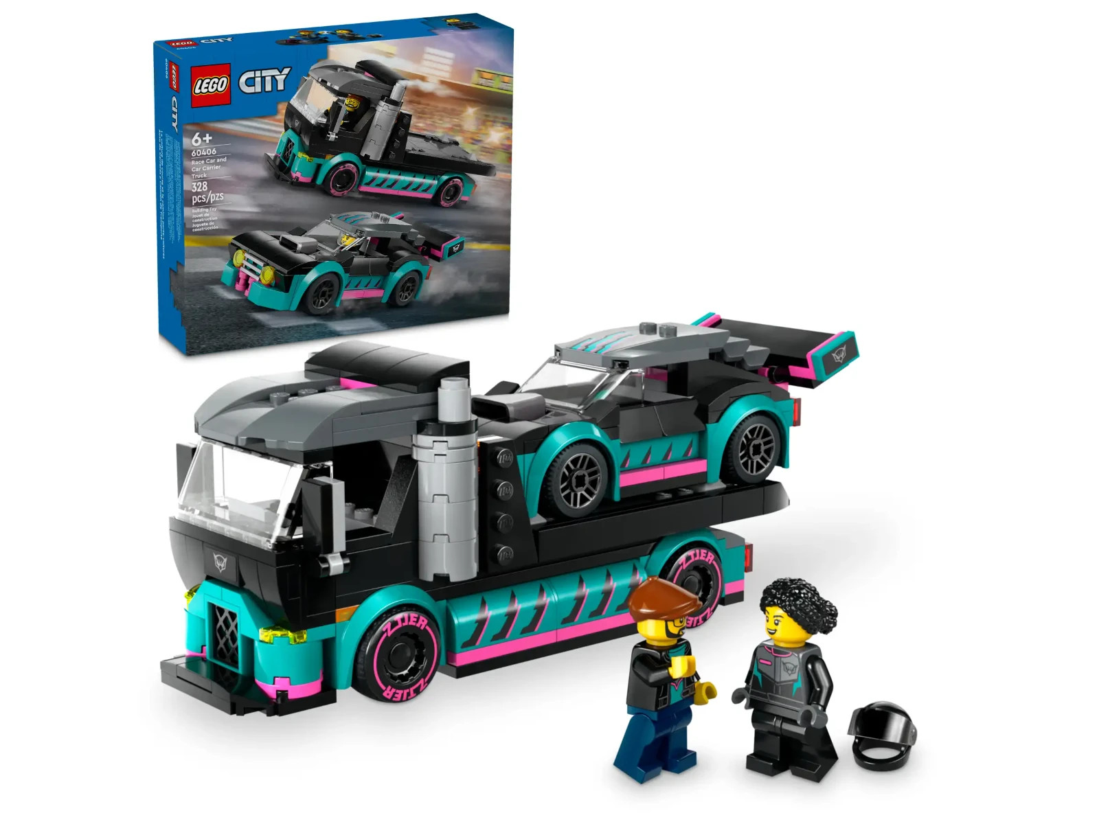 LEGO City 60406 Rennwagen- und Autotransporter-Spielset, 328 Teile - Bild 7
