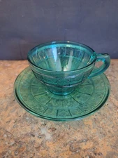 Teal Green Vintage Cup and Saucer from Doris and Pansy