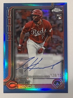 2025 Topps Chrome #RA-RH Rece Hinds Rookie Autographs Blue Refractors #/150