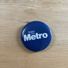 Vintage Queen City Metro Pinback Button Hewig-Marvic Brooklyn NY Blue White