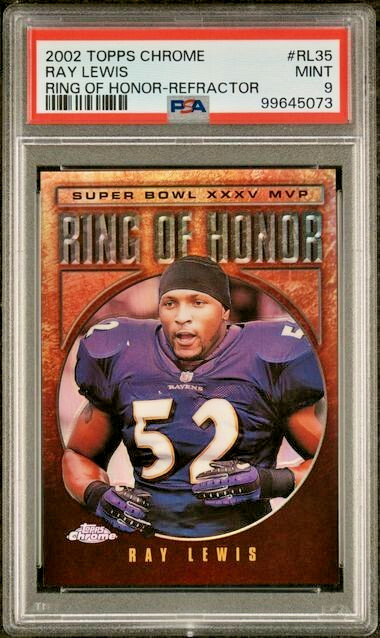 2002 Topps Chrome Ring of Honor RL35 Ray Lewis Refractor #/100 PSA 9 Ravens SP