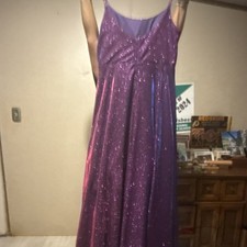 Womens Purple Sequin V-Neck Spaghetti Strap L...
