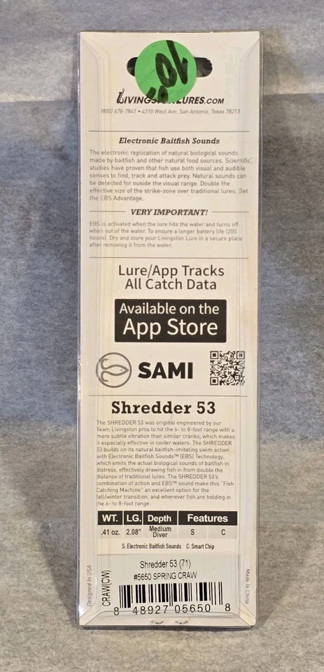 Livingston Shredder 53 Crankbait Spring Craw Diver 2" 5650 - .41 oz. EBS Tech - Image 2 of 2