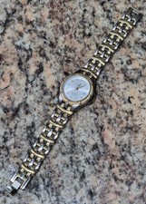Ladies Croton Quartz Wrist Watch Gold/Silver Two Tone Date Japan New Battery