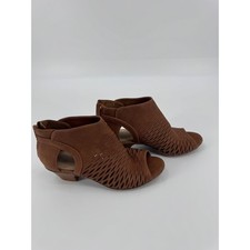 Brown Faux Suede Cutout Peep Toe Ankle Booties Women's Size 7M