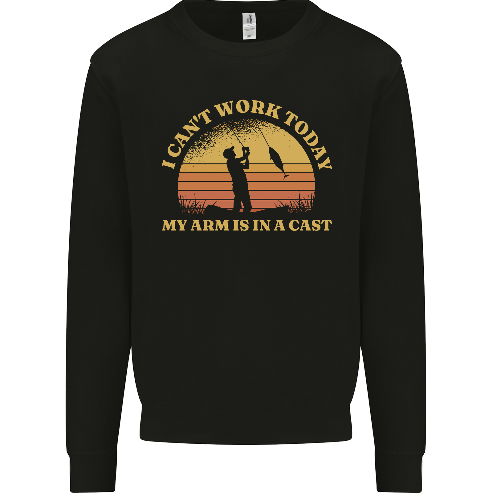 Funny Fishing Arm is In a Cast Fisherman Mens Sweatshirt Jumper