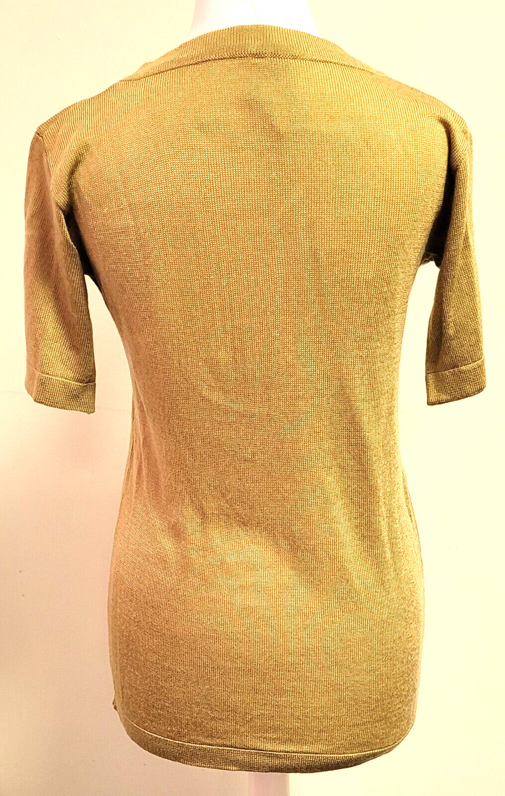 Jousse Jumper UK8 Gold Longer Length Top Round Neck Short Sleeve Pre-Owned image 2