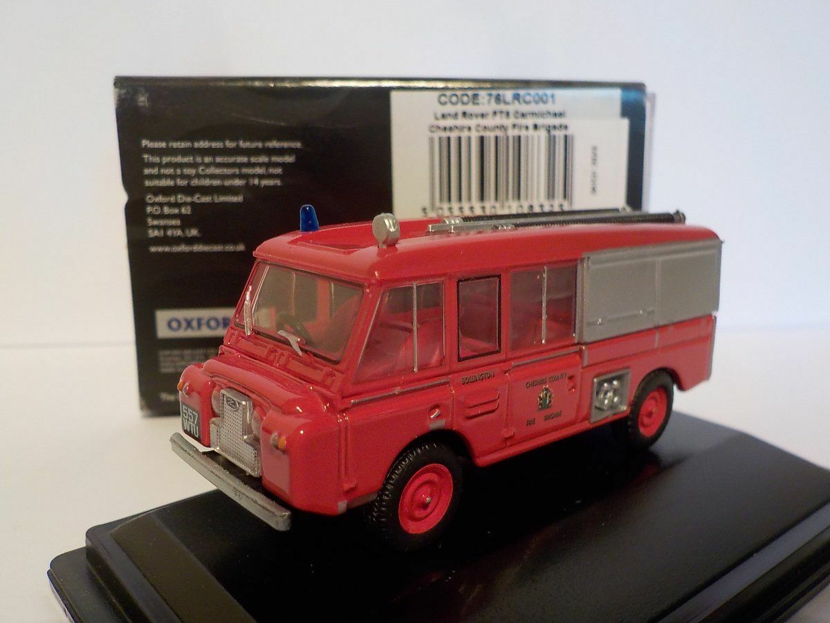 Model Cheshire Fire Brigade Land Rover ft6, Oxford Diecast 1/76 New