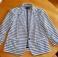 Christian Siriano Retail $168 Women's Black White Striped Jacket Size Large ~