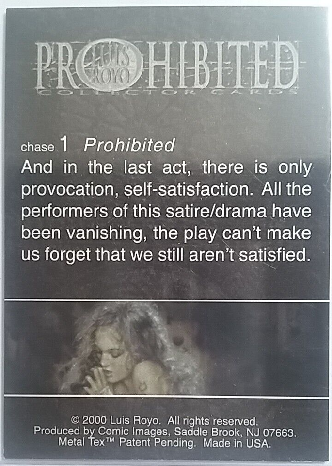 Luis Royo Prohibited 2000 Metal Tex Card Chase 1 Prohibited