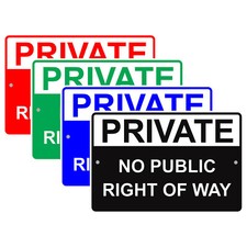 Private No Public Right Of Way Driveway Do Not Enter Notice Aluminum Metal Sign