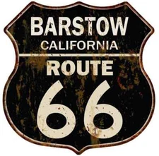 BARSTOW, CALIFORNIA Route 66 Shield Metal Sign Man Cave Garage 211110014042