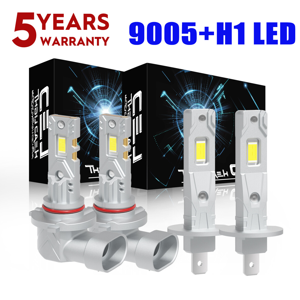 For Nissan Altima 2006-2005 High/Low Beam H1+9005 CSP LED Headlight Kit Bulbs x4