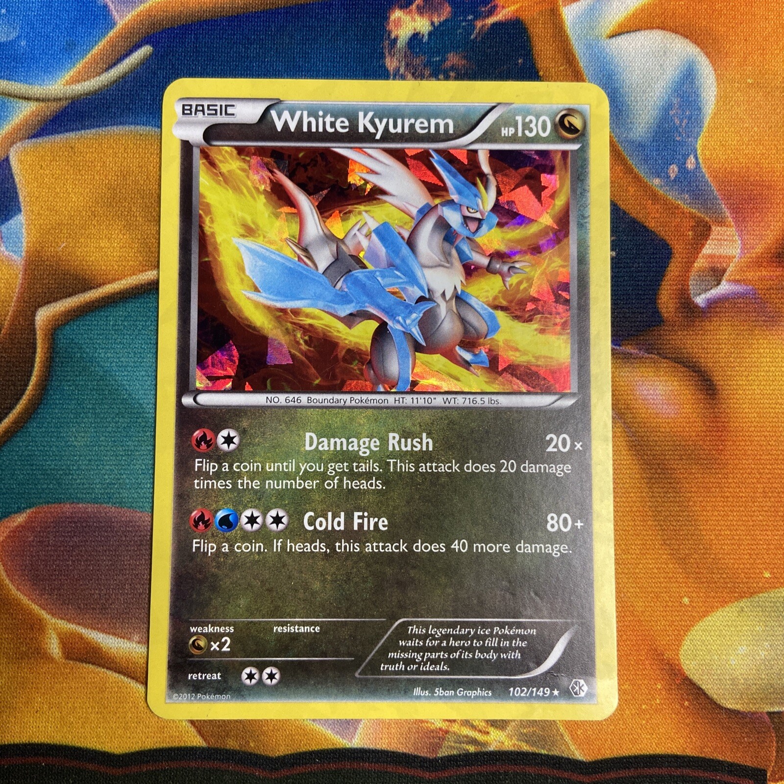 White Kyurem 102/149 Reverse Holo Rare Boundaries Crossed Pokemon TCG
