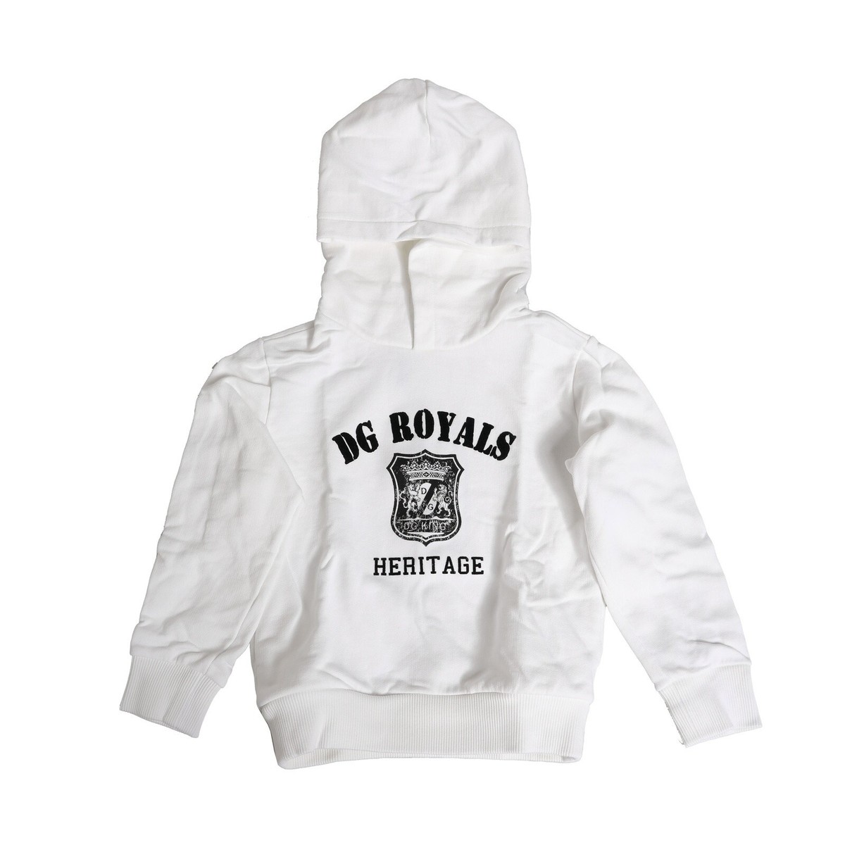 DOLCE GABBANA Kids Sweater White DG Royals Hooded Sweatshirt Tag  300usd