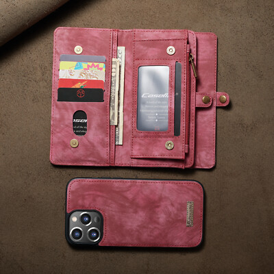 2IN1 Detachable Magnetic Leather Wallet Case Cover fr iPhone 14 15 16 17 Pro Max