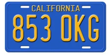 The Rockford Files 853 OKG Aluminum Vanity Replica Prop License Plate Tag New