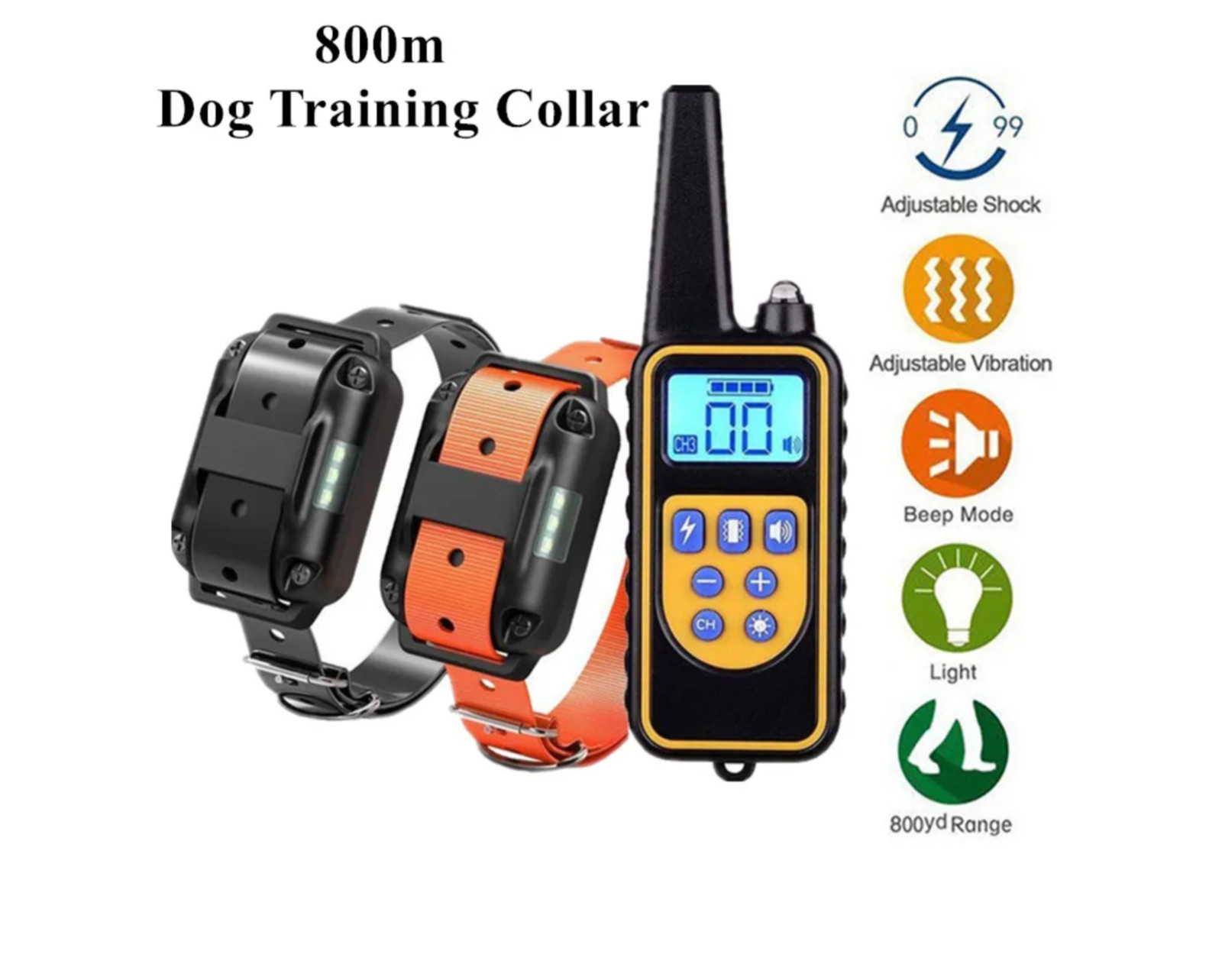 Collier anti-aboiement de dressage électrique étanche LCD pour 2 chiens de toutes tailles