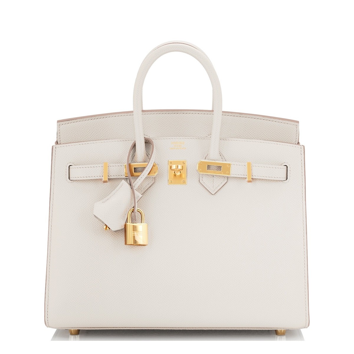 Hermes Craie Off White Sellier Epsom Gold Hardware Kelly 25 Handbag Bag