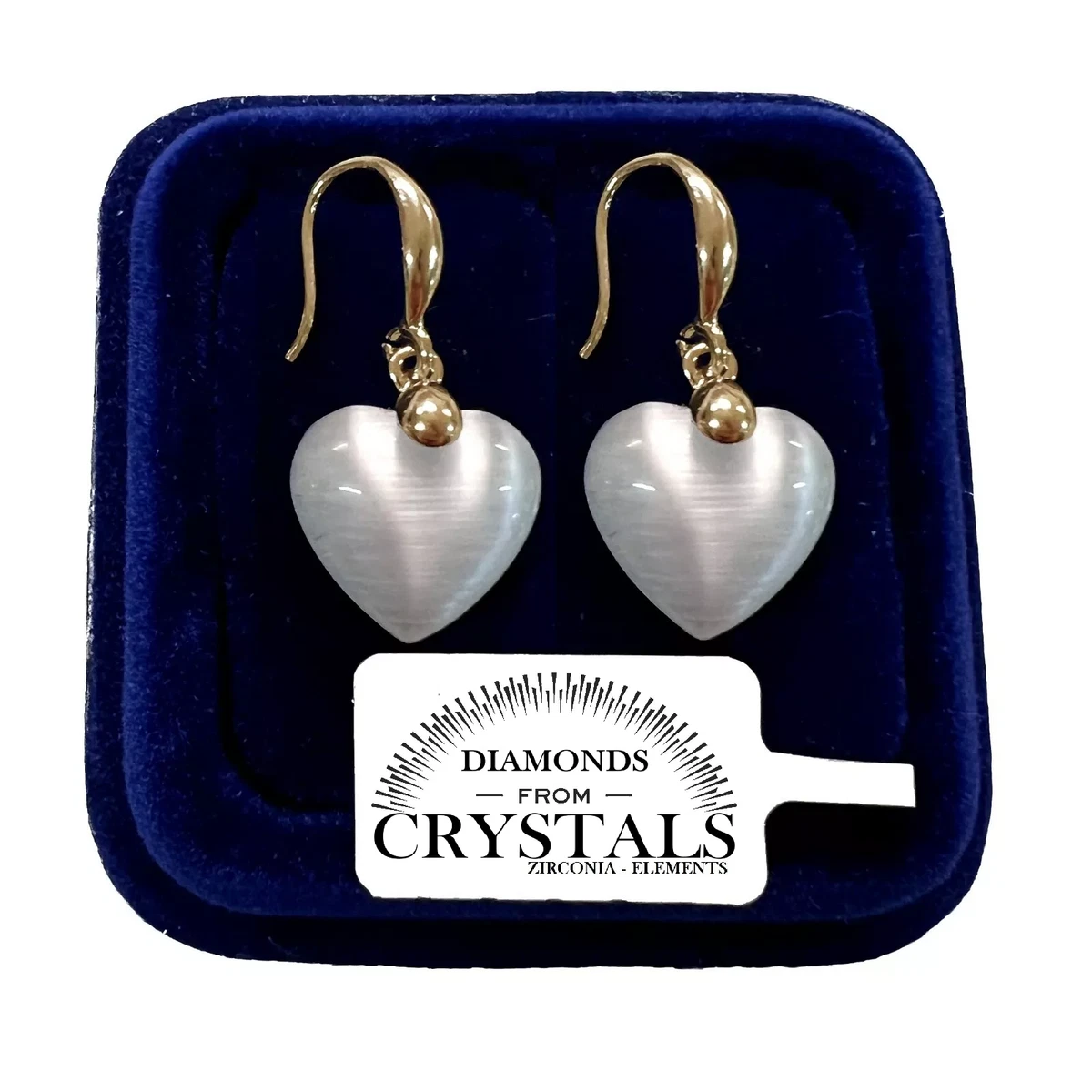 Miss Dee Orecchini Pendenti Placcati Oro Rosa - Doppio Cuore Con Cristalli, 2.5 Cm, Bijoux Eleganti